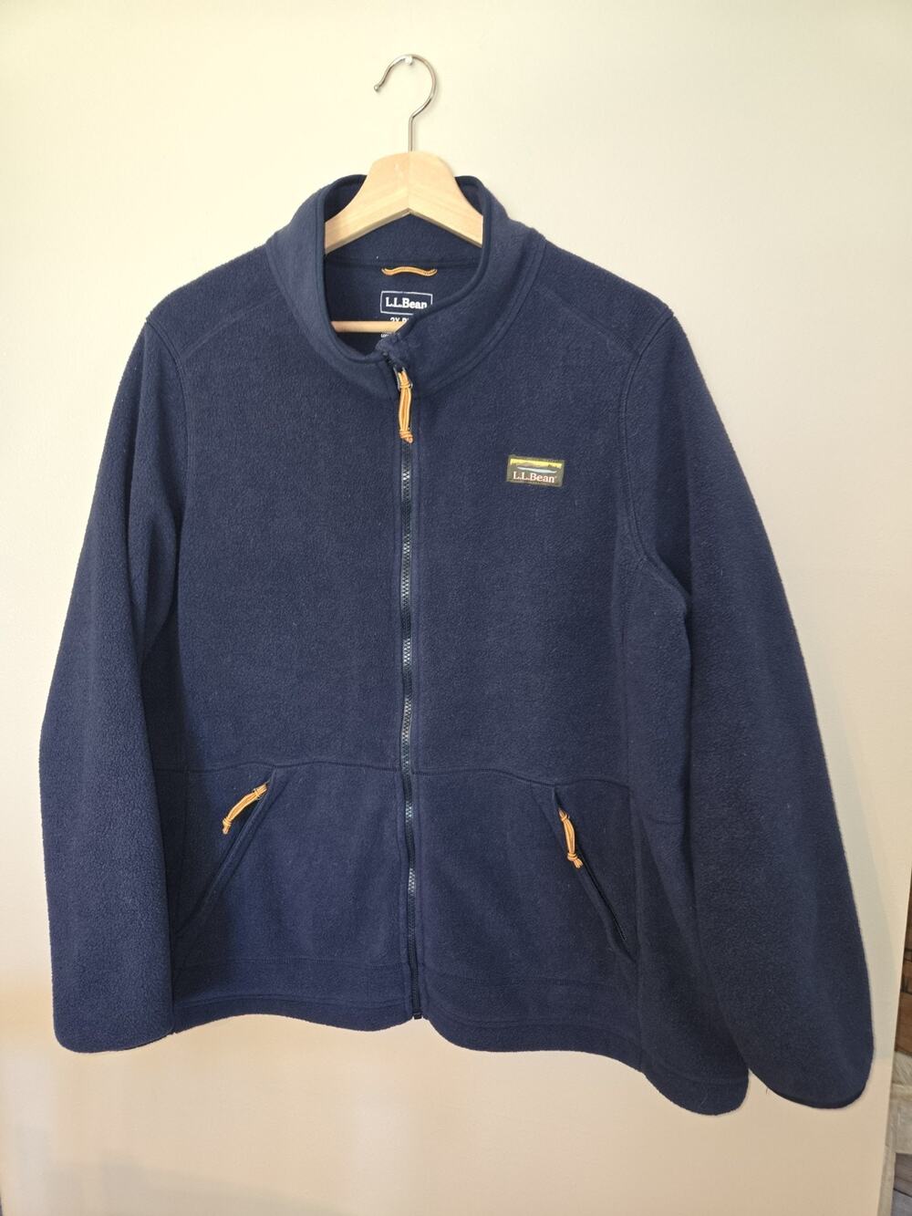LL Bean Jacket Womens XXL Blue Mountain Fleece Full Zip Pockets Outdoor Hiking
